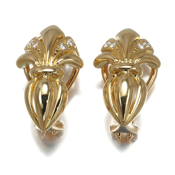 Gold Mikimoto Earrings Diamond 0.04Ct/ 0.04Ct 18K 750 Yellow (1 of 5)