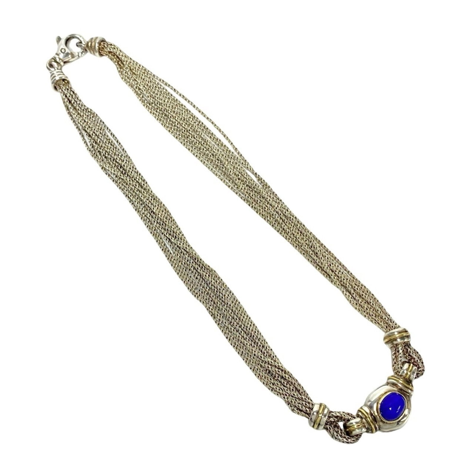 60919 TIFFANY & Co. Tiffany Silver 925 K14 Lapis Lazuli Necklace Pendant Choker (1 of 7)