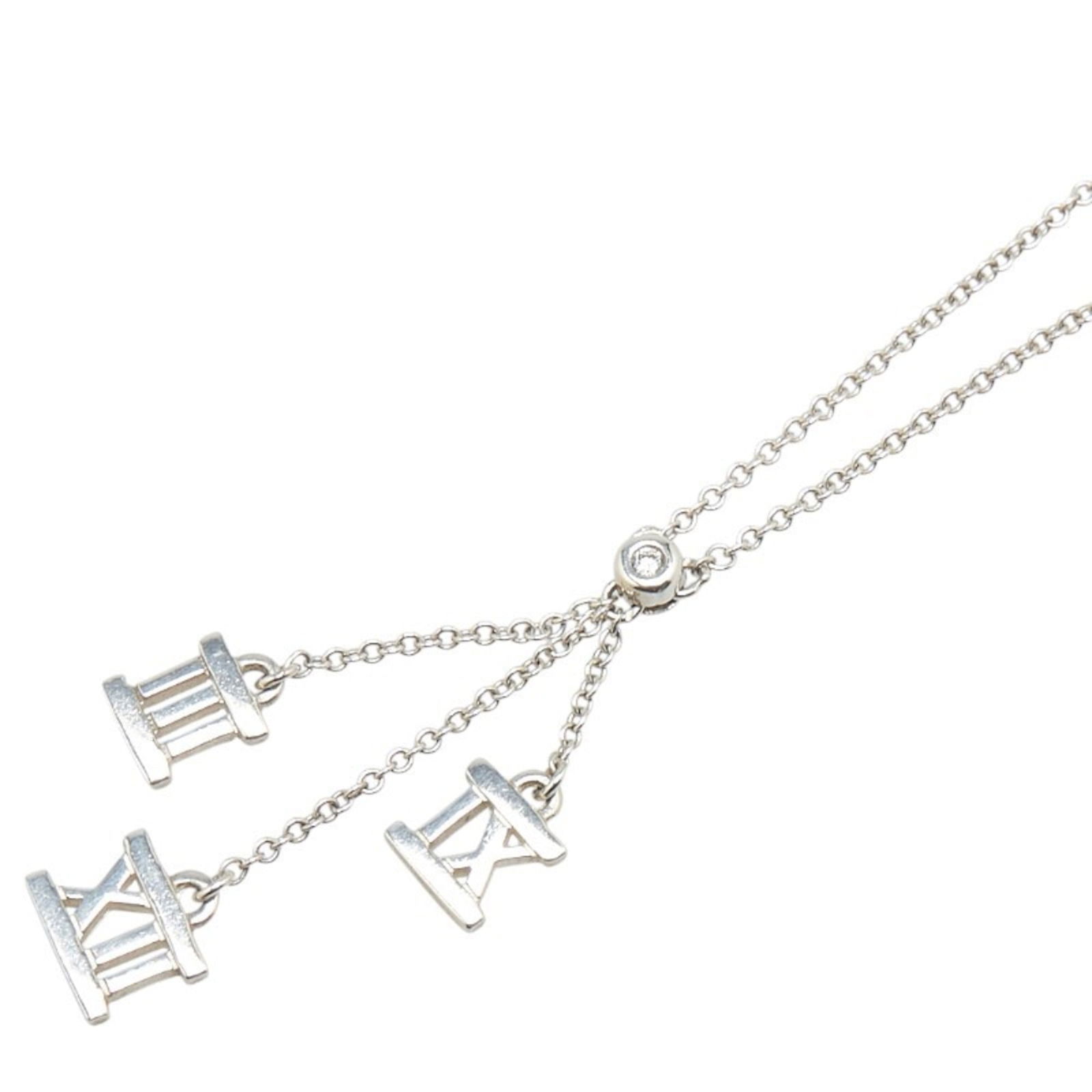 TIFFANY&Co. Tiffany Atlas 3 Symbols 1P Diamond Necklace SV925 Silver Women's (1 of 7)