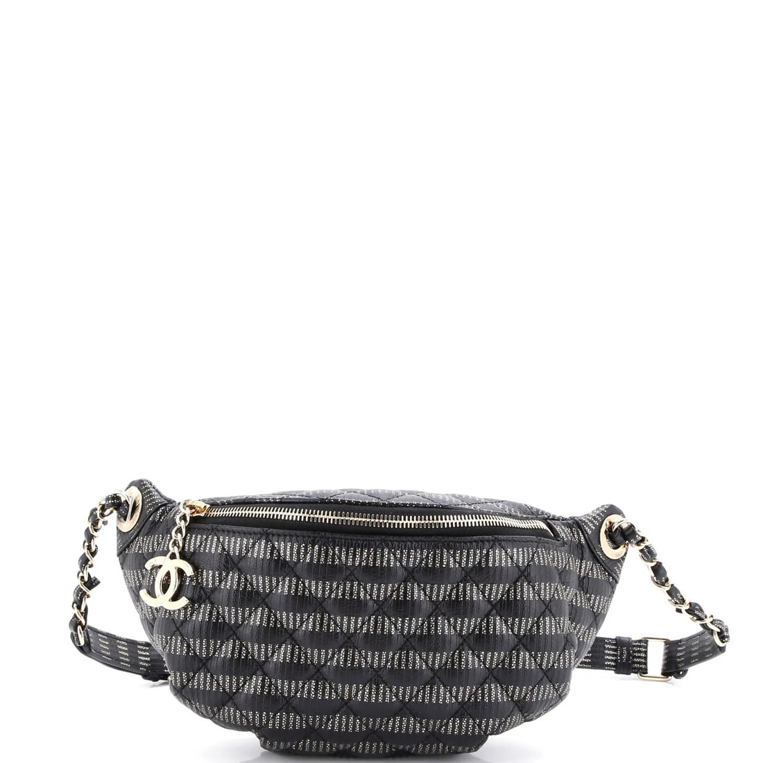 Caviar Chanel Banane Waist Bag Metallic Striped: Caviar Chanel Banane Waist Bag Metallic Striped This listing features Caviar Chanel Banane Waist Bag Metallic Striped. Item specifics are provided below. Item Specifics: Brand: Chanel Exterior