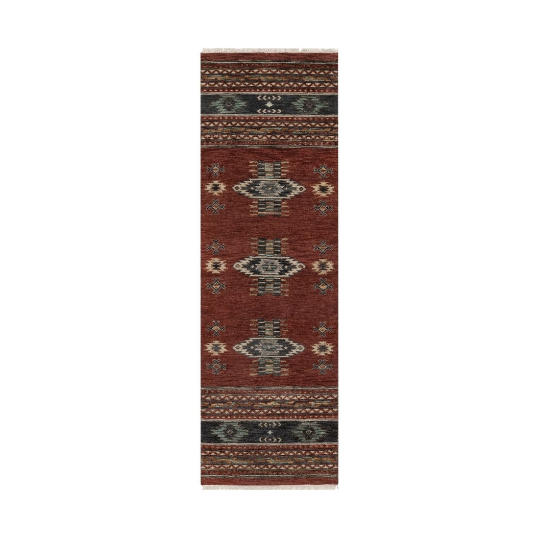 Rug 2'7"x7'10" Red Southwest Design Wool Hand Knotted Runner Piled (1 of 8)