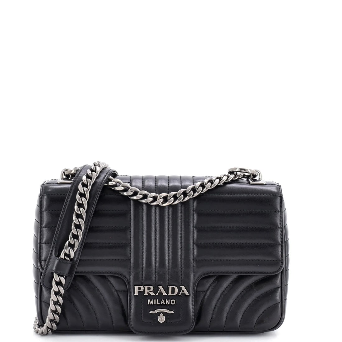 Medium Prada Chain Flap Shoulder Bag Diagramme Quilted Leather: Medium Prada Chain Flap Shoulder Bag Diagramme Quilted Leather This listing features Medium Prada Chain Flap Shoulder Bag Diagramme Quilted Leather. Item specifics are provided below. Item Specifics: