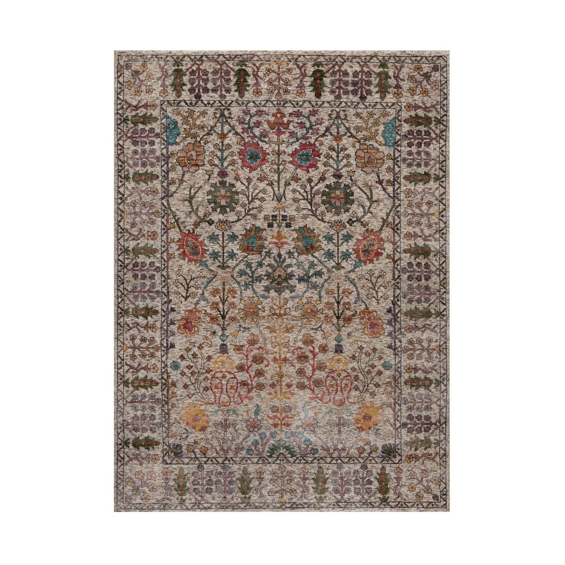 Knotted 5'x7' Ivory Directional Vase Design Silk with Textured Wool Hand: Knotted 5'x7' Ivory Directional Vase Design Silk with Textured Wool Hand This listing features Knotted 5'x7' Ivory Directional Vase Design Silk with Textured Wool Hand. Item specifics are provided bel