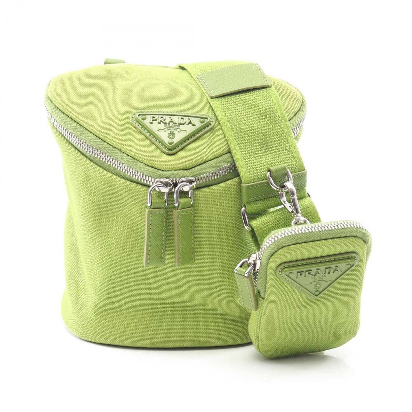 Canvas Prada Shoulder Bag: Canvas Prada Shoulder Bag This listing features Canvas Prada Shoulder Bag. Item specifics are provided below. Item Specifics: Brand: Prada Type: Shoulder Bag Material: Canvas Color: Green Gender: Wome