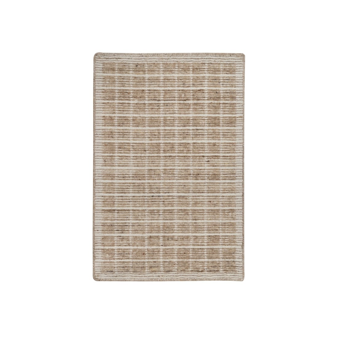 Rug 2'x3'1" Brown Modern Plain Decor Box Design Loomed Knotted Wool Mat (1 of 8)