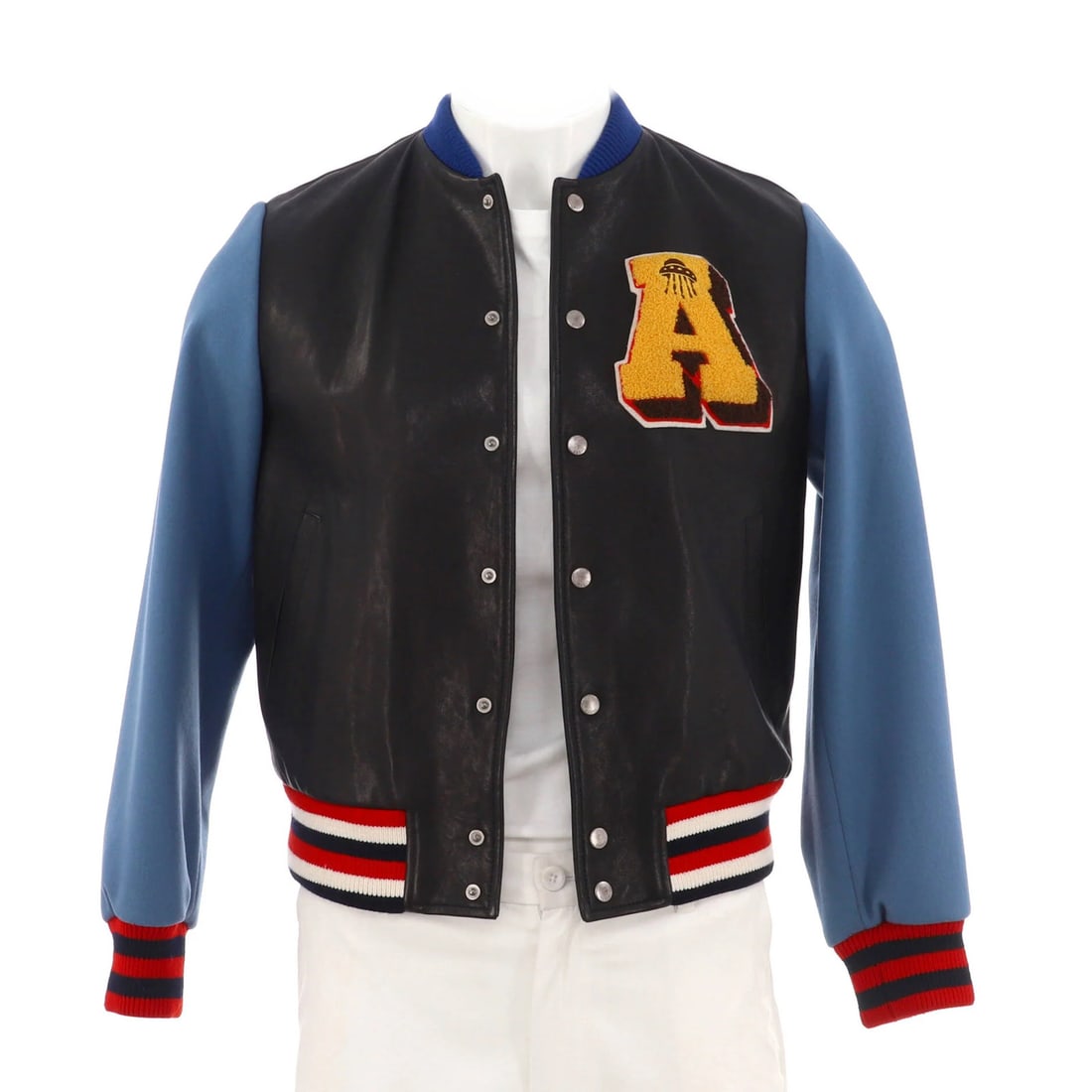 Patchwork Gucci Men's Varsity Jacket Leather with: Patchwork Gucci Men's Varsity Jacket Leather with This listing features Patchwork Gucci Men's Varsity Jacket Leather with. Item specifics are provided below. Item Specifics: Brand: Gucci Type: