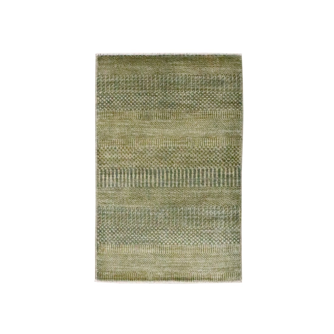 Rug 2'x3' Brown Hand Knotted Wool with Silk Modern Grass Design Mat Small (1 of 5)