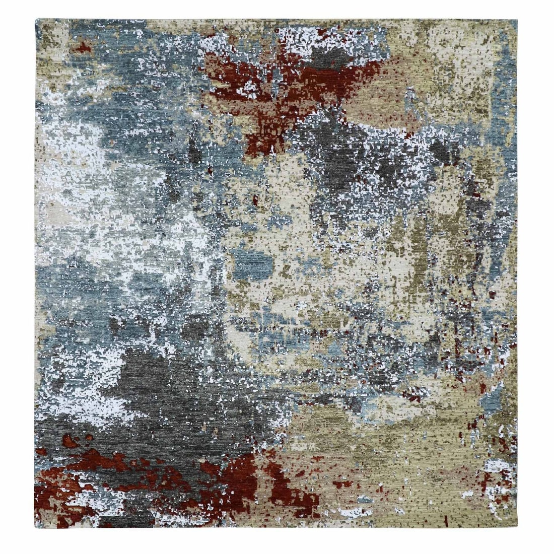 Rug 8'5"x8'5" Beige Hand Knotted Abstract Design Soft Wool Square: Rug 8'5"x8'5" Beige Hand Knotted Abstract Design Soft Wool Square This listing features Rug 8'5"x8'5" Beige Hand Knotted Abstract Design Soft Wool Square. Item specifics are provided below. Item Speci