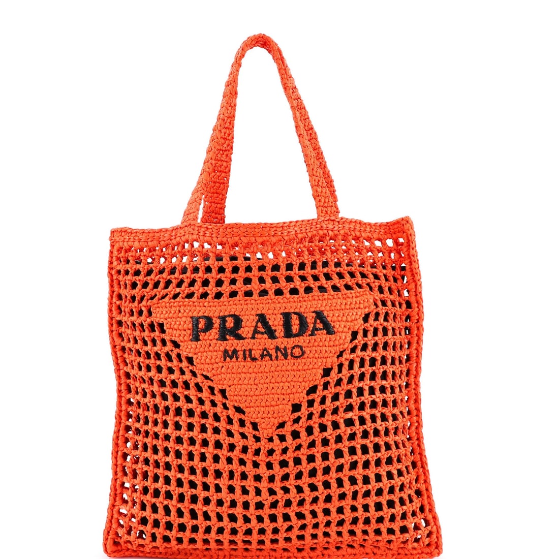 Raffia Prada Triangle Logo Open Tote: Raffia Prada Triangle Logo Open Tote This listing features Raffia Prada Triangle Logo Open Tote. Item specifics are provided below. Item Specifics: Brand: Prada Exterior Material: Raffia Style: Totes