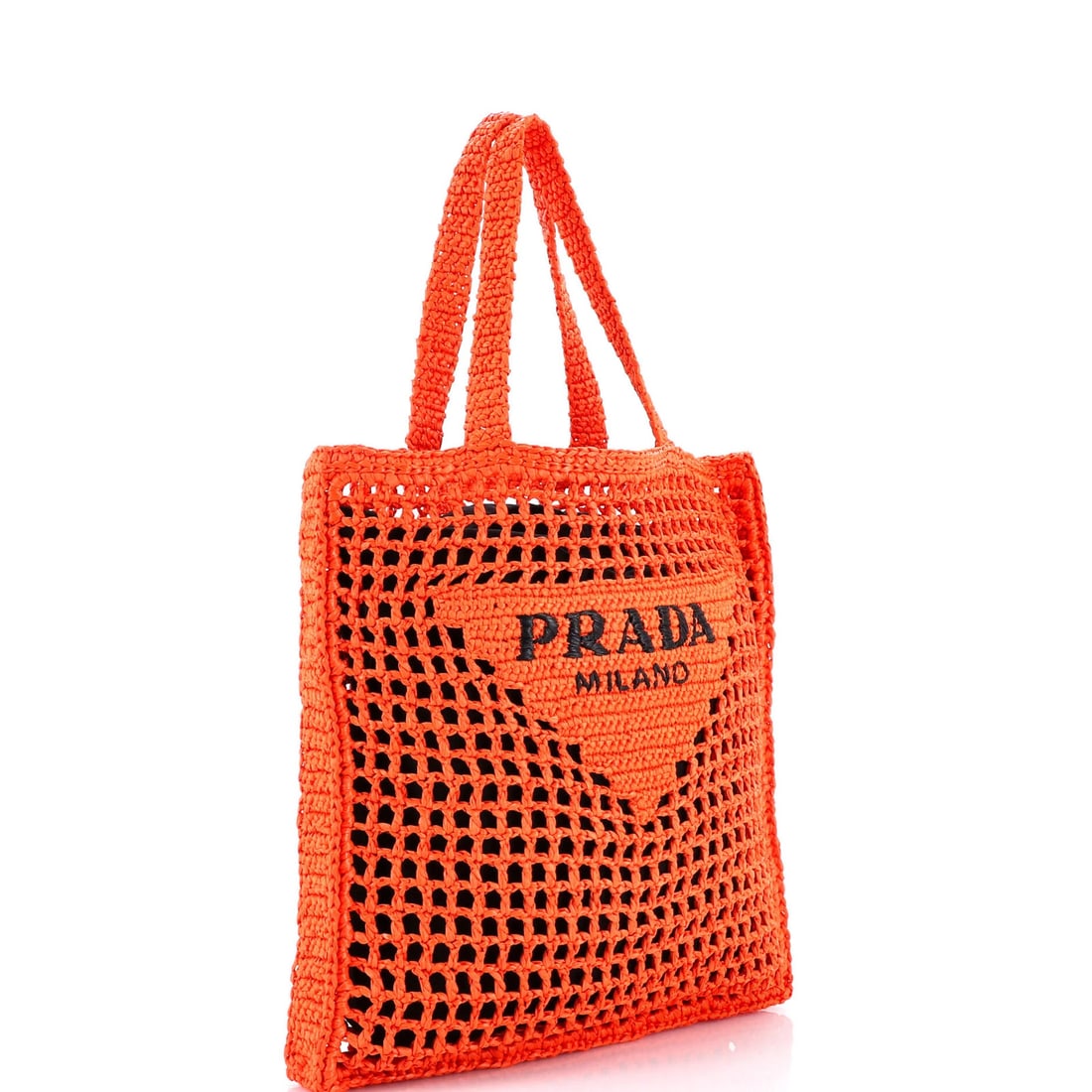 Raffia Prada Triangle Logo Open Tote - 3