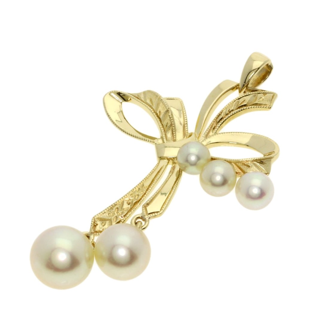 Gold MIKIMOTO Pearl Ribbon Pendant top K14 Yellow: Gold MIKIMOTO Pearl Ribbon Pendant top K14 Yellow This listing features Gold MIKIMOTO Pearl Ribbon Pendant top K14 Yellow. Item specifics are provided below. Item Specifics: Brand: MIKIMOTO Style:
