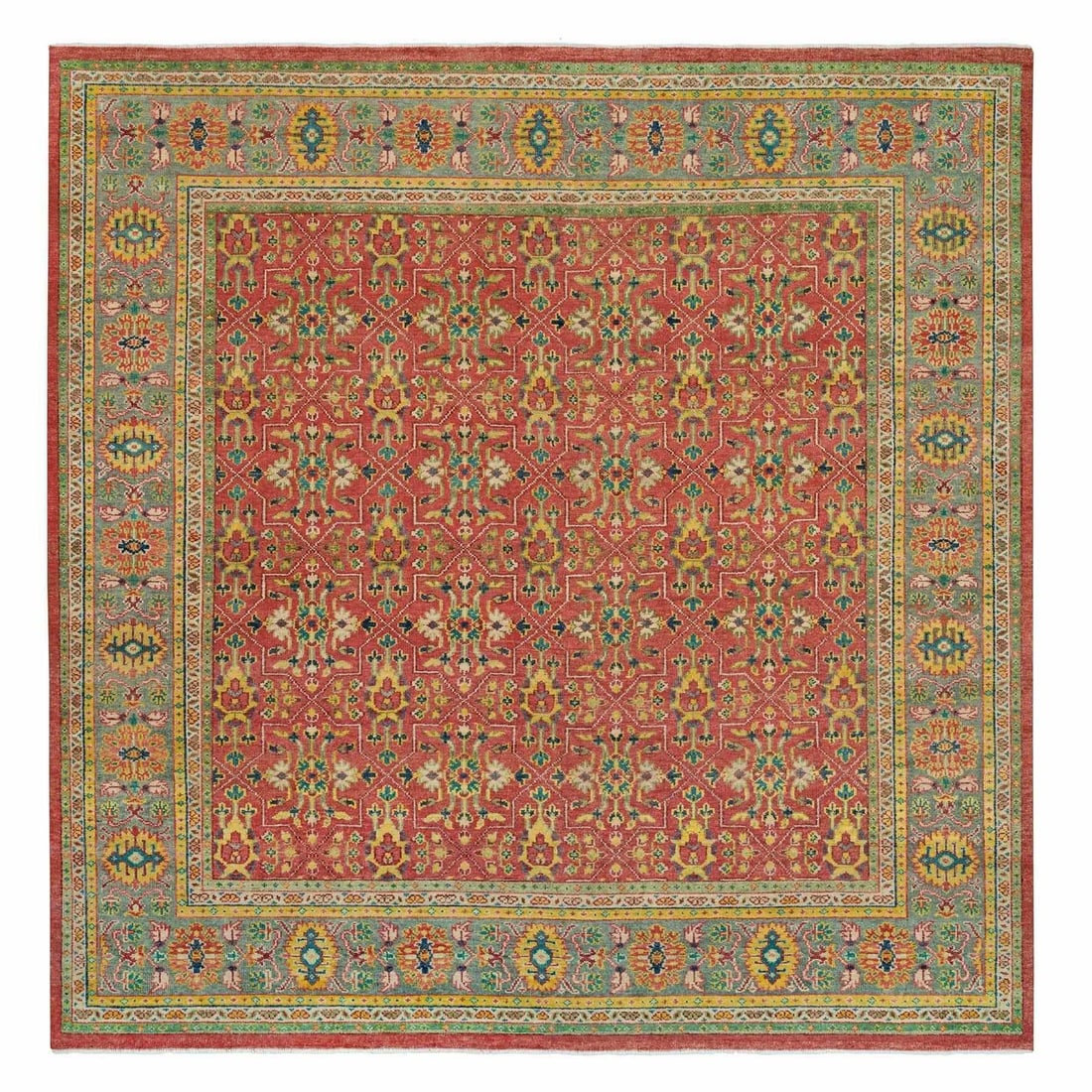 Rug 14'x14' Red Hand Knotted Antiqued Oushak Design Soft Wool Square: Rug 14'x14' Red Hand Knotted Antiqued Oushak Design Soft Wool Square This listing features Rug 14'x14' Red Hand Knotted Antiqued Oushak Design Soft Wool Square. Item specifics are provided below. 