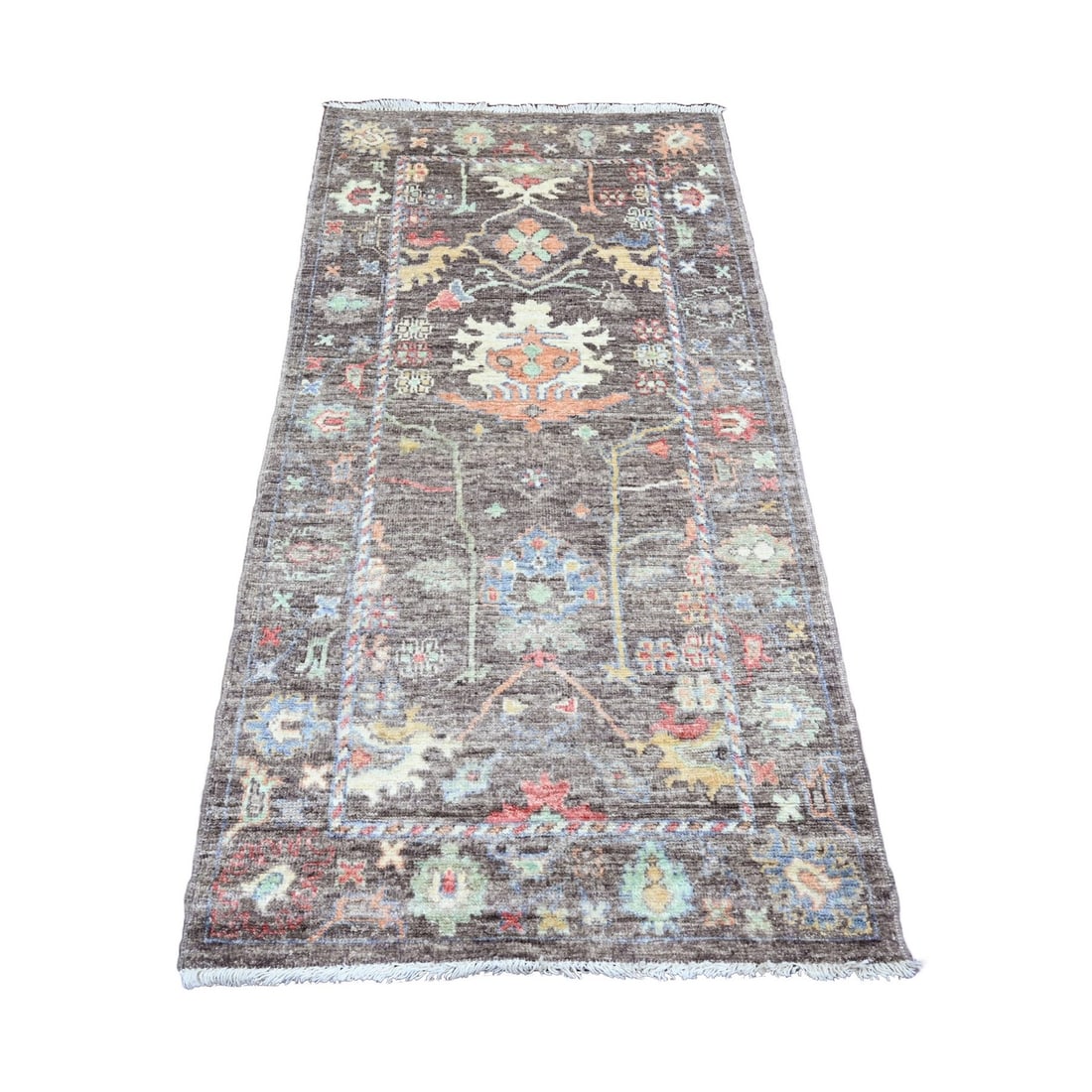 Rug 3'x5'10" Brown Angora Oushak Leaf Design Hand Knotted All Wool Runner: Rug 3'x5'10" Brown Angora Oushak Leaf Design Hand Knotted All Wool Runner This listing features Rug 3'x5'10" Brown Angora Oushak Leaf Design Hand Knotted All Wool Runner. Item specifics are provided