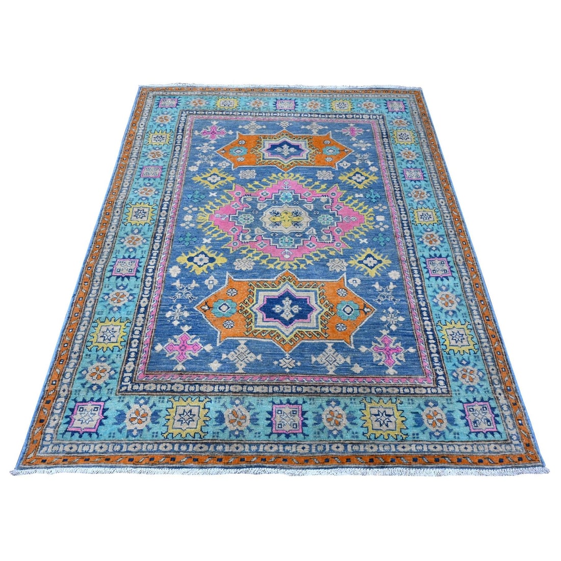Rug 5'1"x6'4" Bayern Blue All Natural Wool Colorful Fusion Kazak Oriental: Rug 5'1"x6'4" Bayern Blue All Natural Wool Colorful Fusion Kazak Oriental This listing features Rug 5'1"x6'4" Bayern Blue All Natural Wool Colorful Fusion Kazak Oriental. Item specifics are provided b