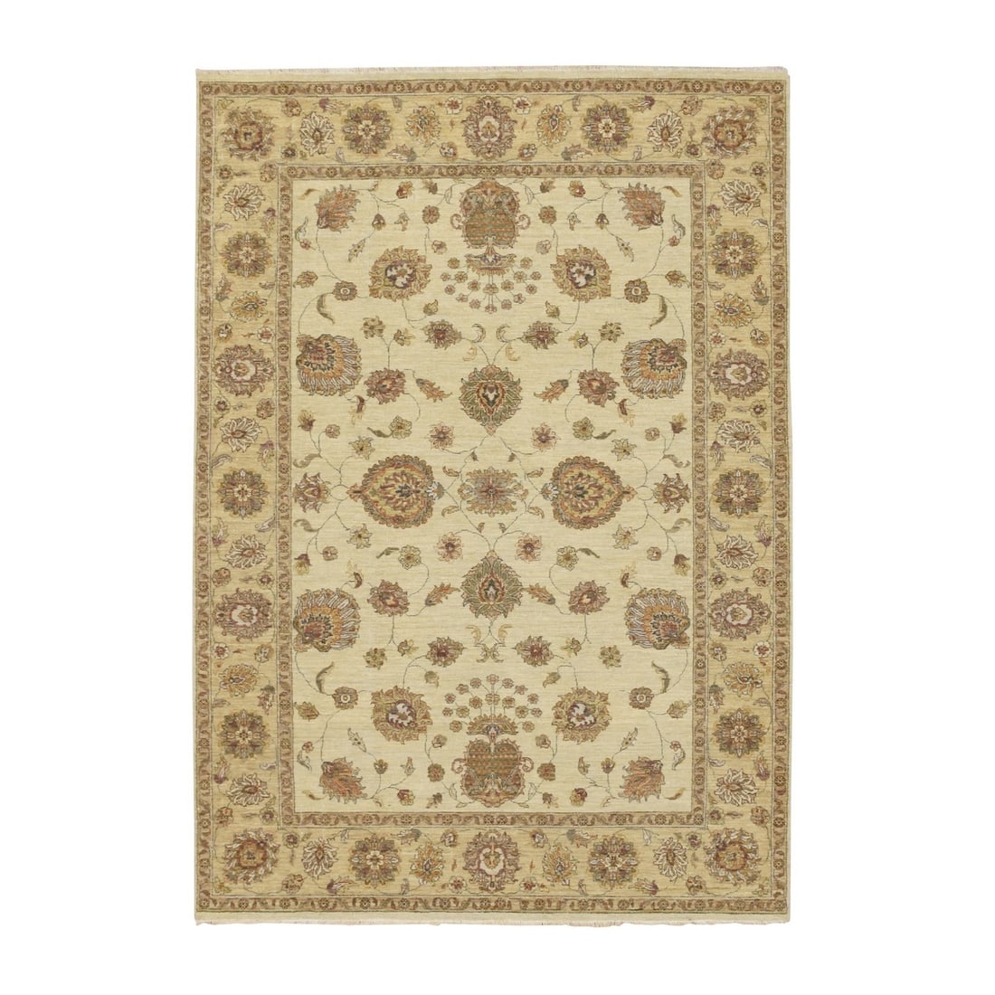 Rug 5'7"x8' Ivory Agra Ziegler Design Leaf Pattern Hand Knotted Pure Wool: Rug 5'7"x8' Ivory Agra Ziegler Design Leaf Pattern Hand Knotted Pure Wool This listing features Rug 5'7"x8' Ivory Agra Ziegler Design Leaf Pattern Hand Knotted Pure Wool. Item specifics are provided