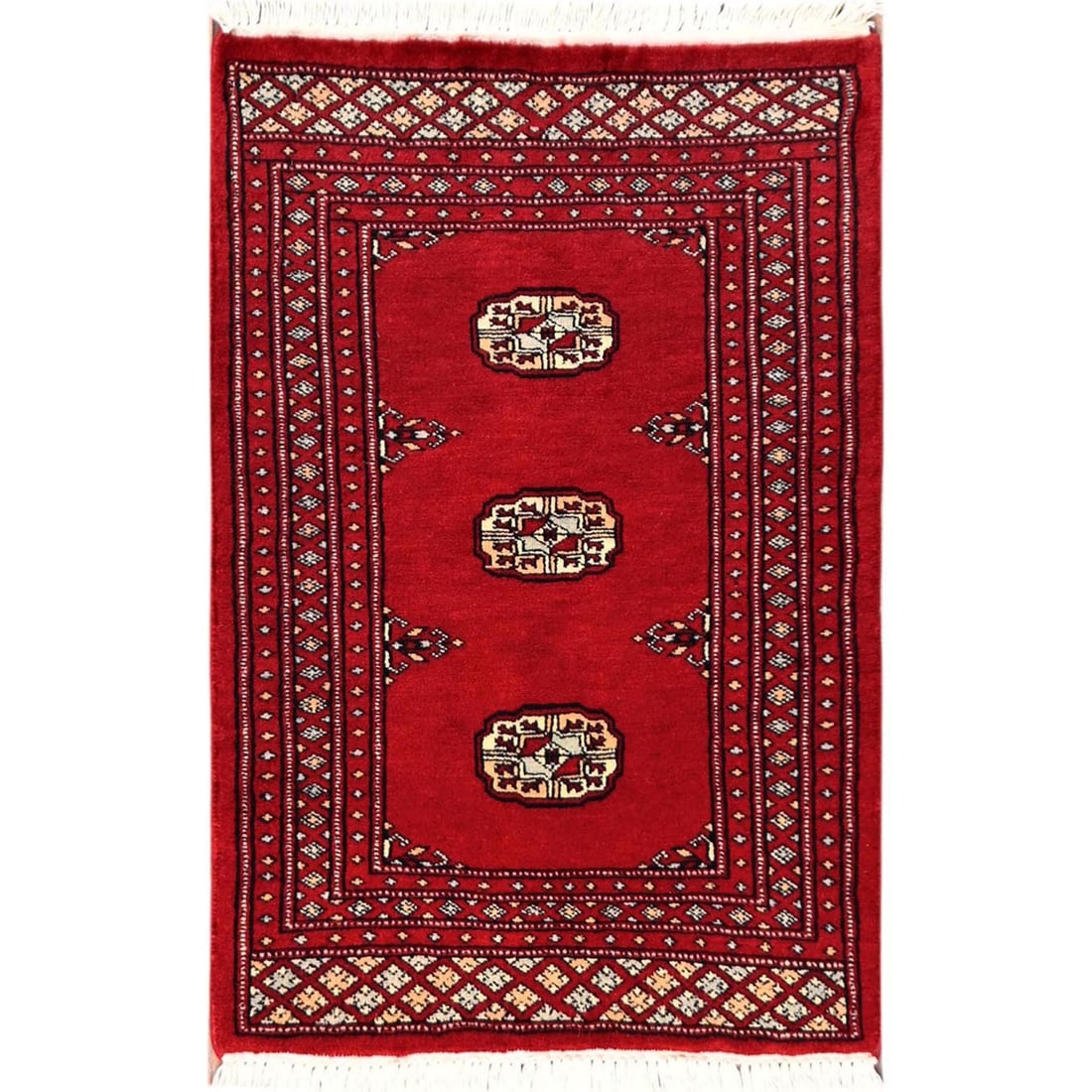 Wool 2'x3'1" Red Hand Knotted Rug Princess Bokara Tribal Medallions Soft (1 of 7)