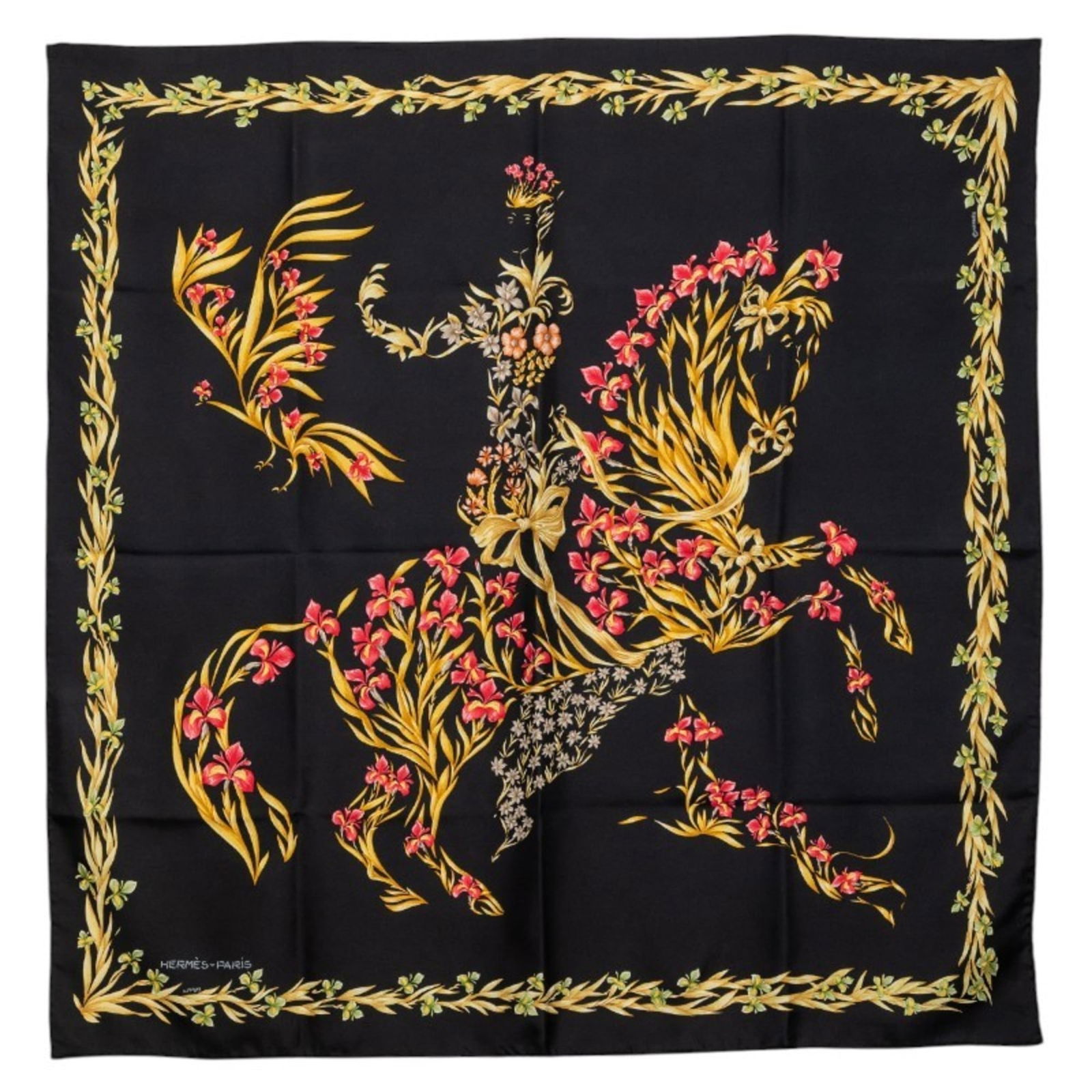 Silk Hermes Scarf: Silk Hermes Scarf This listing features Silk Hermes Scarf. Item specifics are provided below. Item Specifics: Brand: Hermes Type: Scarf Gender: Women Color: Black, Multi-Color Material: Silk Size (Lxw