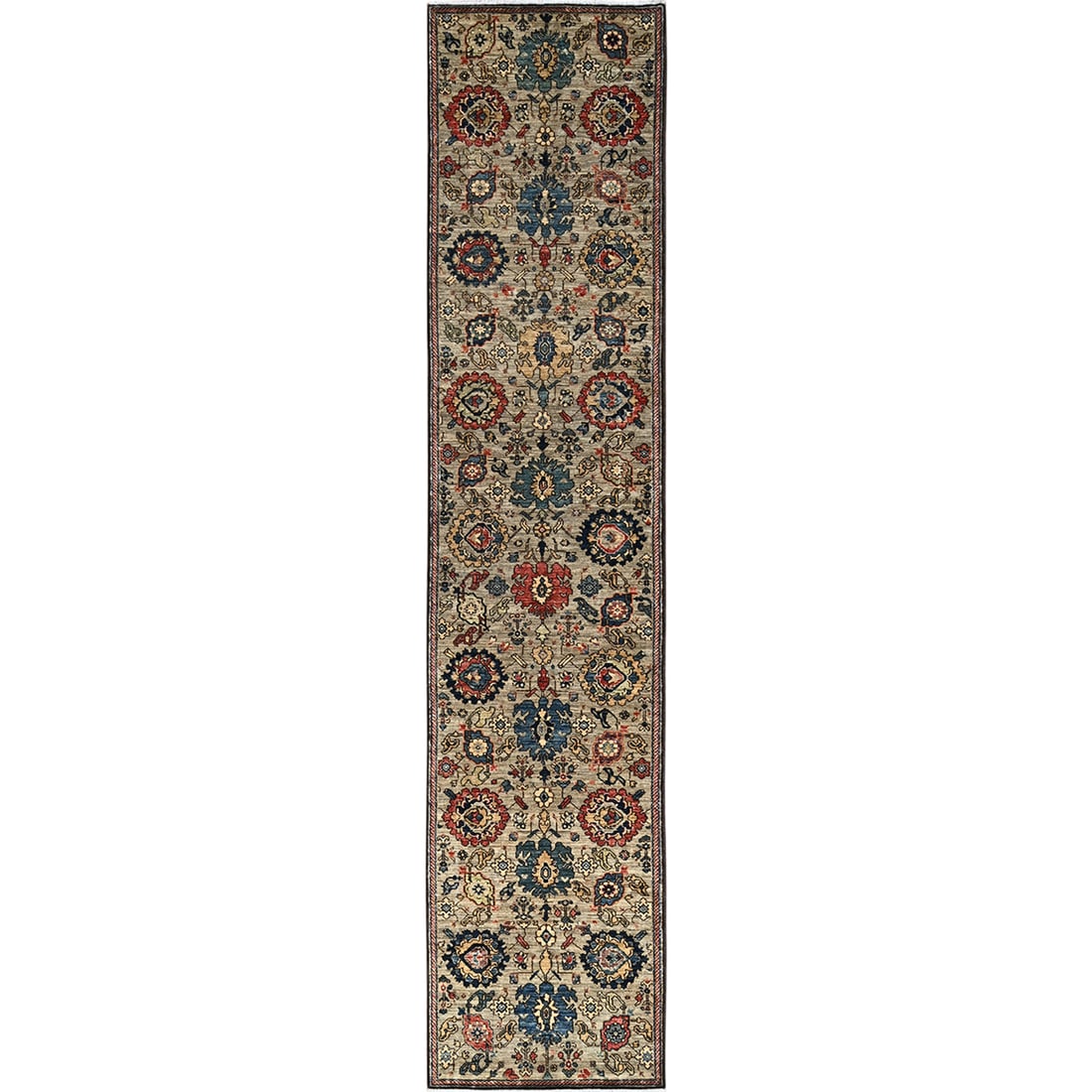 Rug 3'x13'10" Tan Brown All Over Design Soft Wool Hand Knotted Runner (1 of 7)