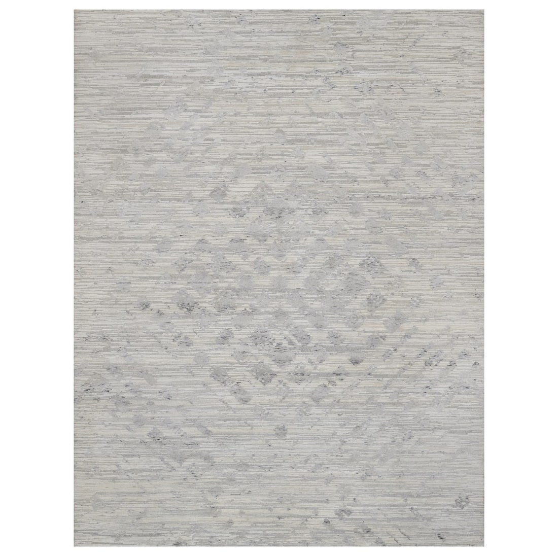 Rug 9'x12'1" Cream White Modern Design Hand Knotted Undyed Natural Wool (1 of 11)