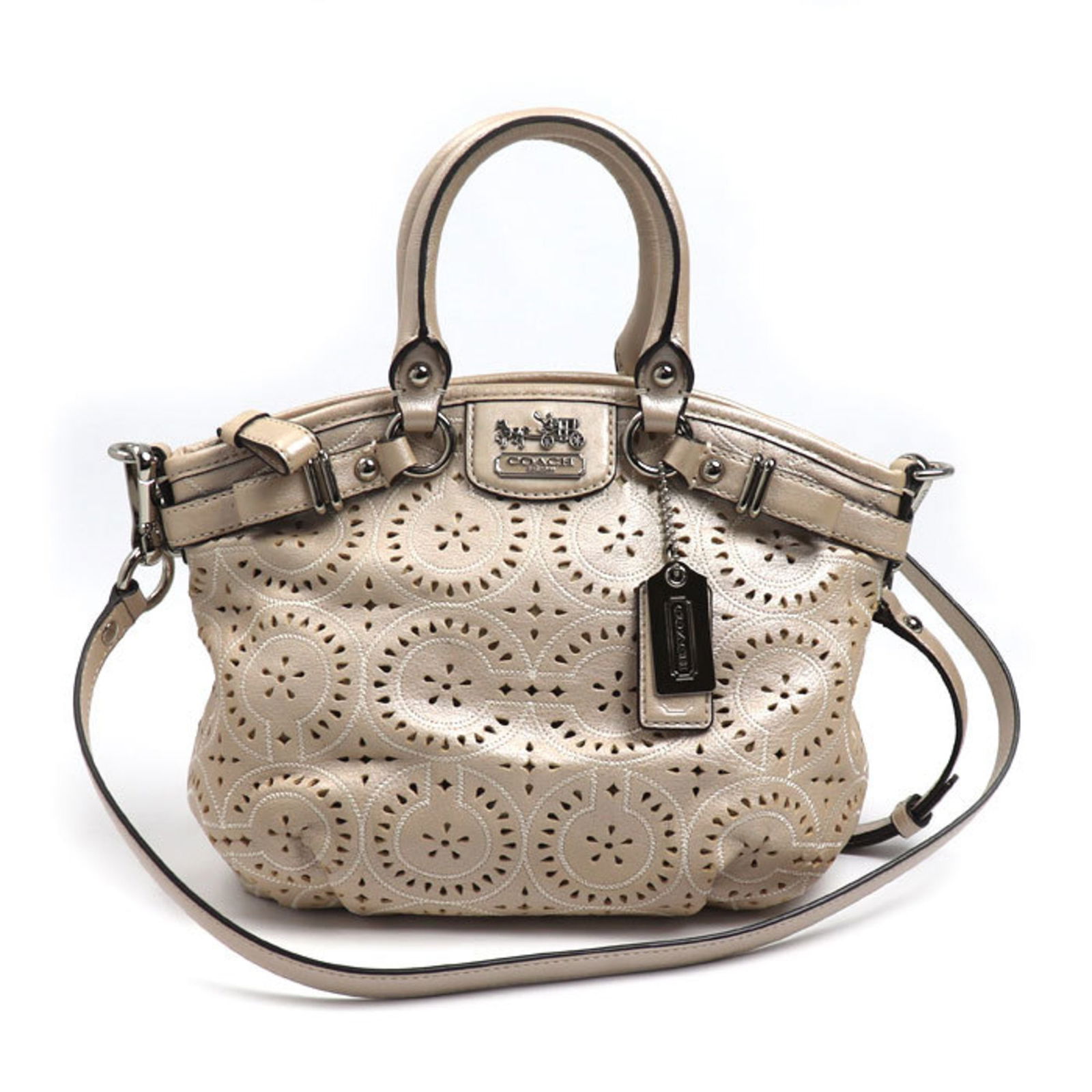 Leather Coach Shoulder Bag: Leather Coach Shoulder Bag This listing features Leather Coach Shoulder Bag. Item specifics are provided below. Item Specifics: Brand: Coach Type: Shoulder Bag Material: Leather Color: Beige Gender: W