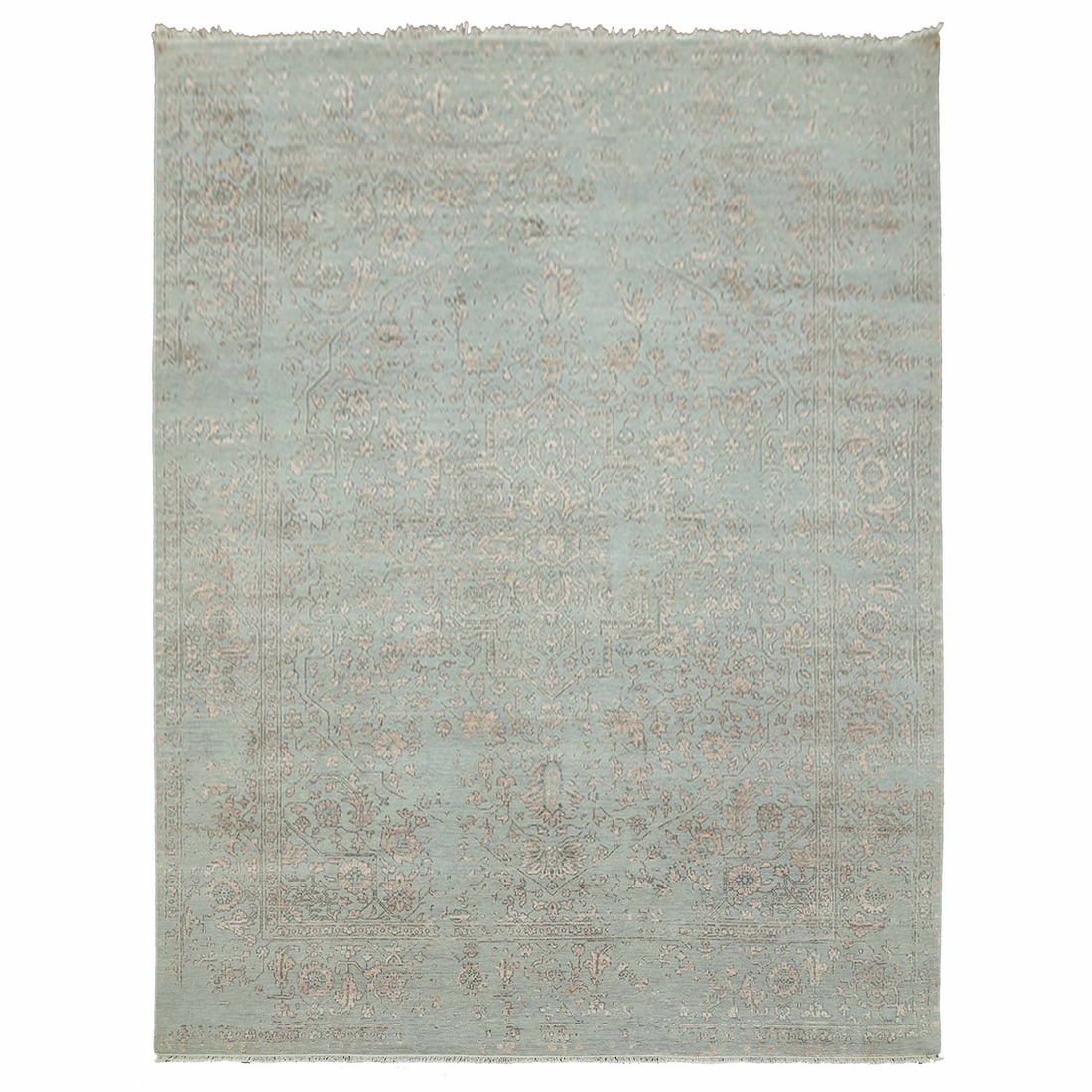 Rug 9'x12' Gray Zoroastrian Seeripe Design Wool and Silk Hand Knotted (1 of 12)