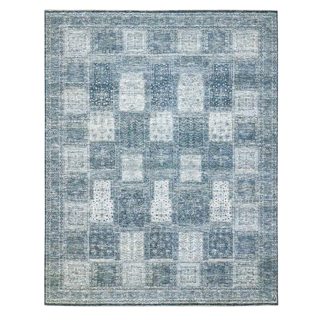 Rug 8'1"x10'2" Aegean Blue Garden Design Agra Hand Knotted 100% Wool (1 of 11)