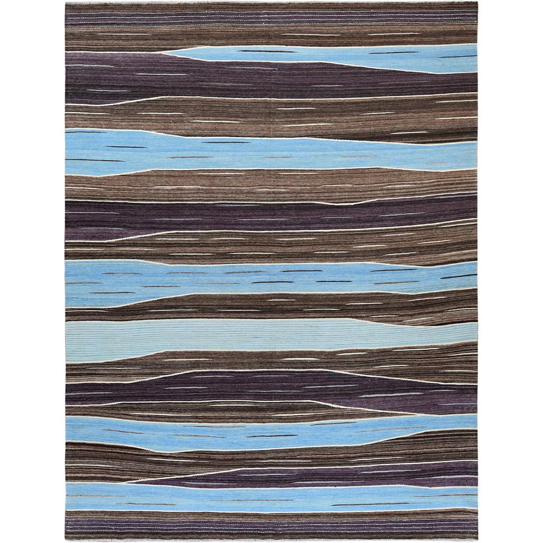 Rug 10'5"x14' Wool Flat Weave Brown Mountain Design Kilim Hand Woven (1 of 6)