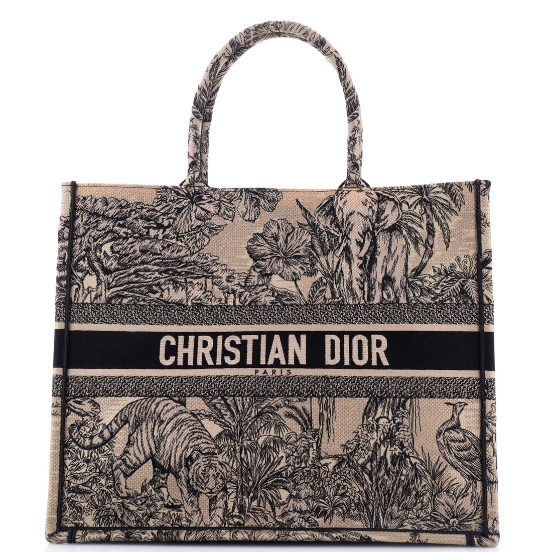 Large Christian Dior Book Tote Embroidered Canvas (1 of 6)