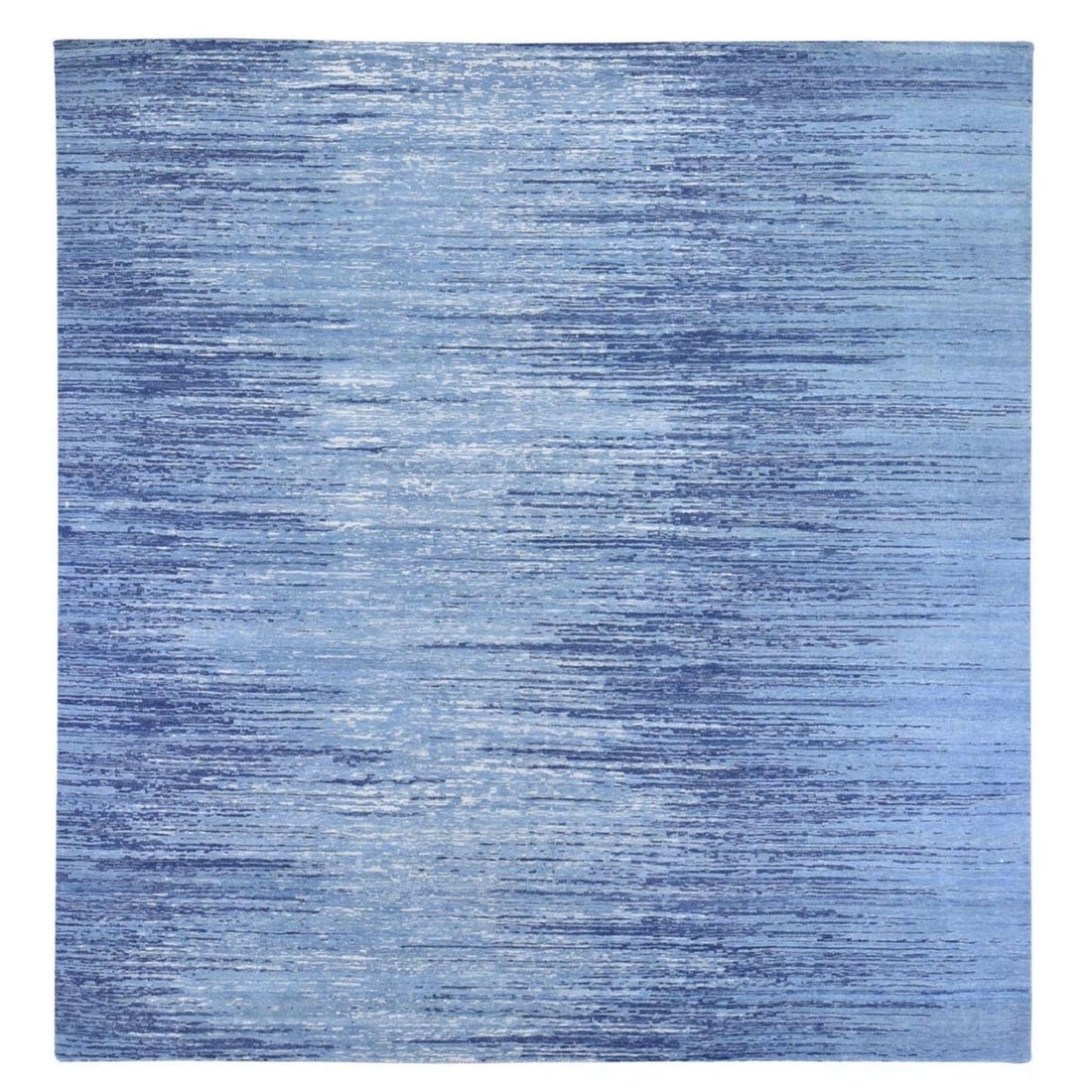 Rug 10'1"x10'1" Pure Wool Horizontal Ombre Design Hand Knotted Square (1 of 12)