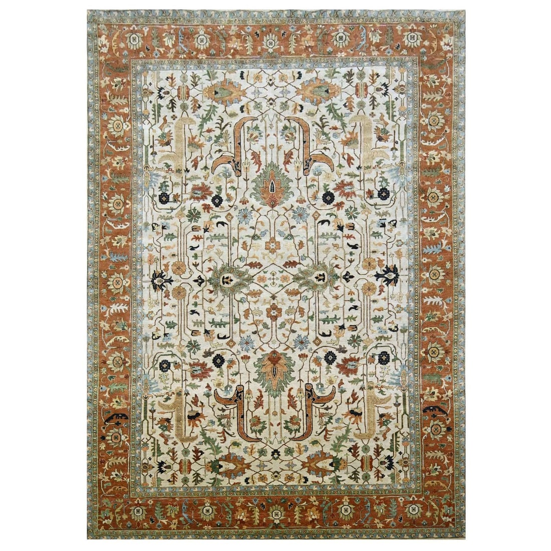 Rug 10'x14'3" Chiffon White Heris All Over Design Hand Knotted Soft Wool: Rug 10'x14'3" Chiffon White Heris All Over Design Hand Knotted Soft Wool This listing features Rug 10'x14'3" Chiffon White Heris All Over Design Hand Knotted Soft Wool. Item specifics are provided