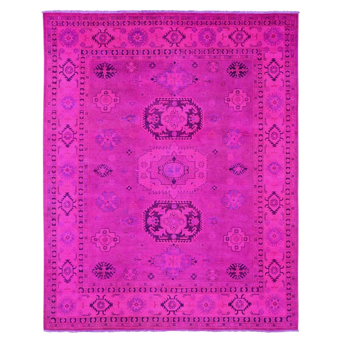 Rug 8'x10' Hot Pink Overdyed Kazak Medallions Design Hand Knotted Wool: Rug 8'x10' Hot Pink Overdyed Kazak Medallions Design Hand Knotted Wool This listing features Rug 8'x10' Hot Pink Overdyed Kazak Medallions Design Hand Knotted Wool. Item specifics are provided below.