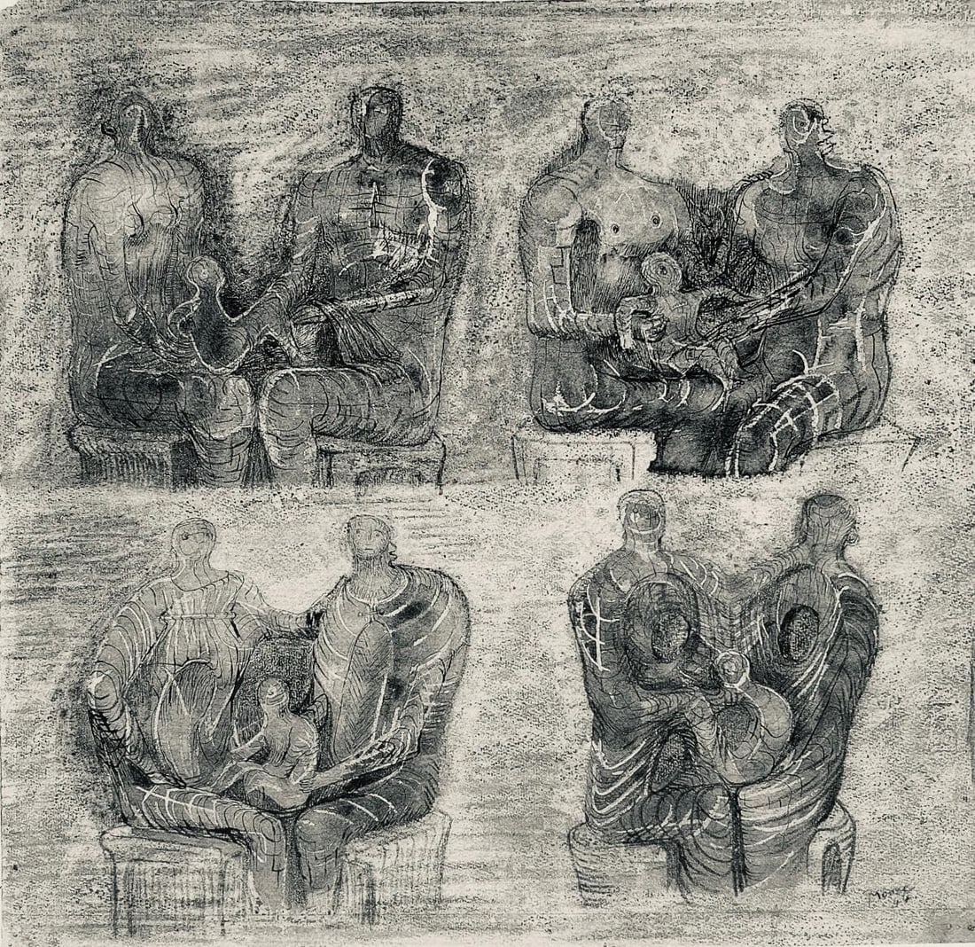Lithograph - Henry Moore - Studies for Family Group - The Drawings of Henry Moore: Lithograph - Henry Moore - Studies for Family Group - The Drawings of Henry Moore This listing features Lithograph - Henry Moore - Studies for Family Group - The Drawings of Henry Moore. Item specific