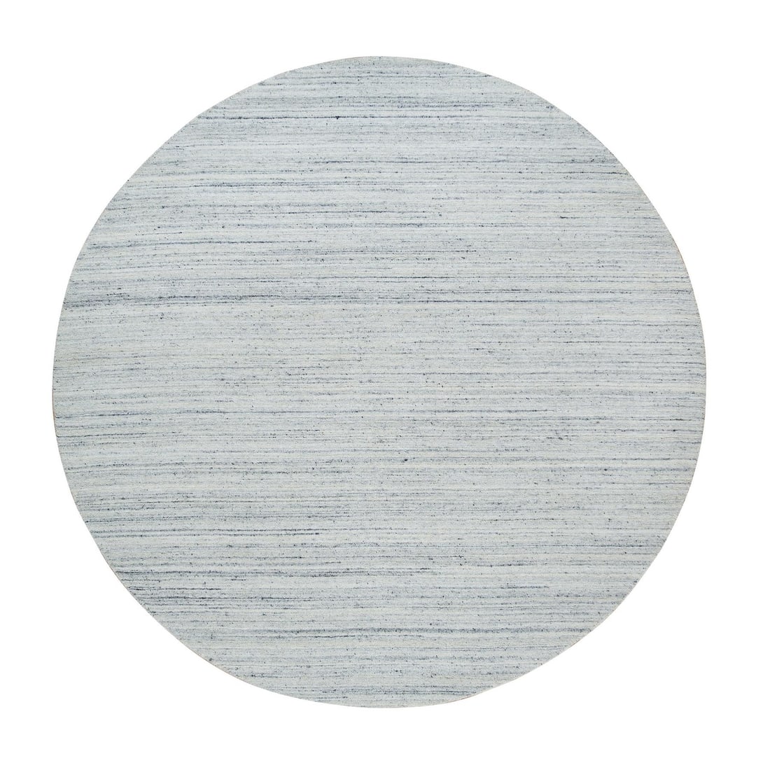 Rug 8'x8' Ivory Plain Modern Striae Design Wool Hand Loomed Round (1 of 11)