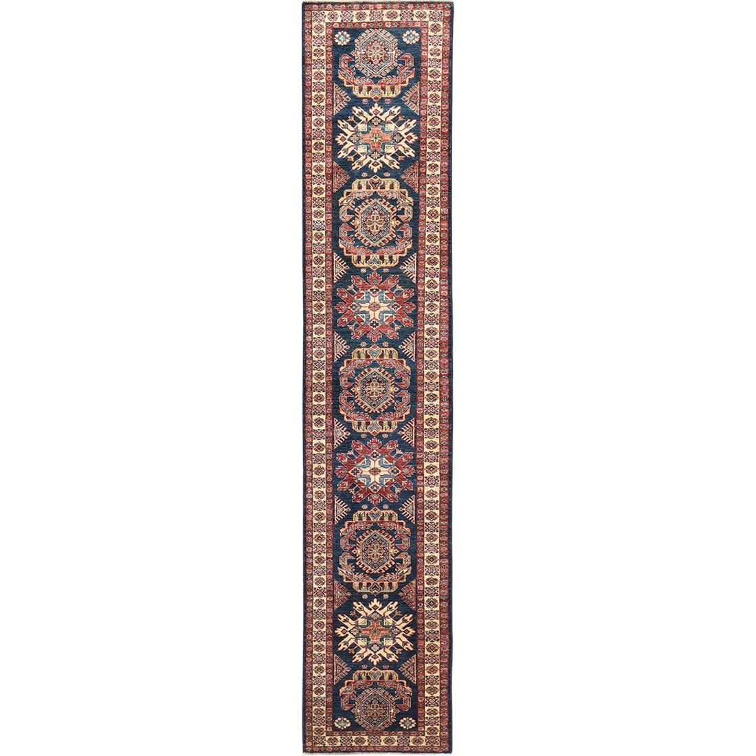 Rug 2'7"x13'6" Space Cadet Afghan Super Kazak Wool Hand Knotted Oriental (1 of 7)