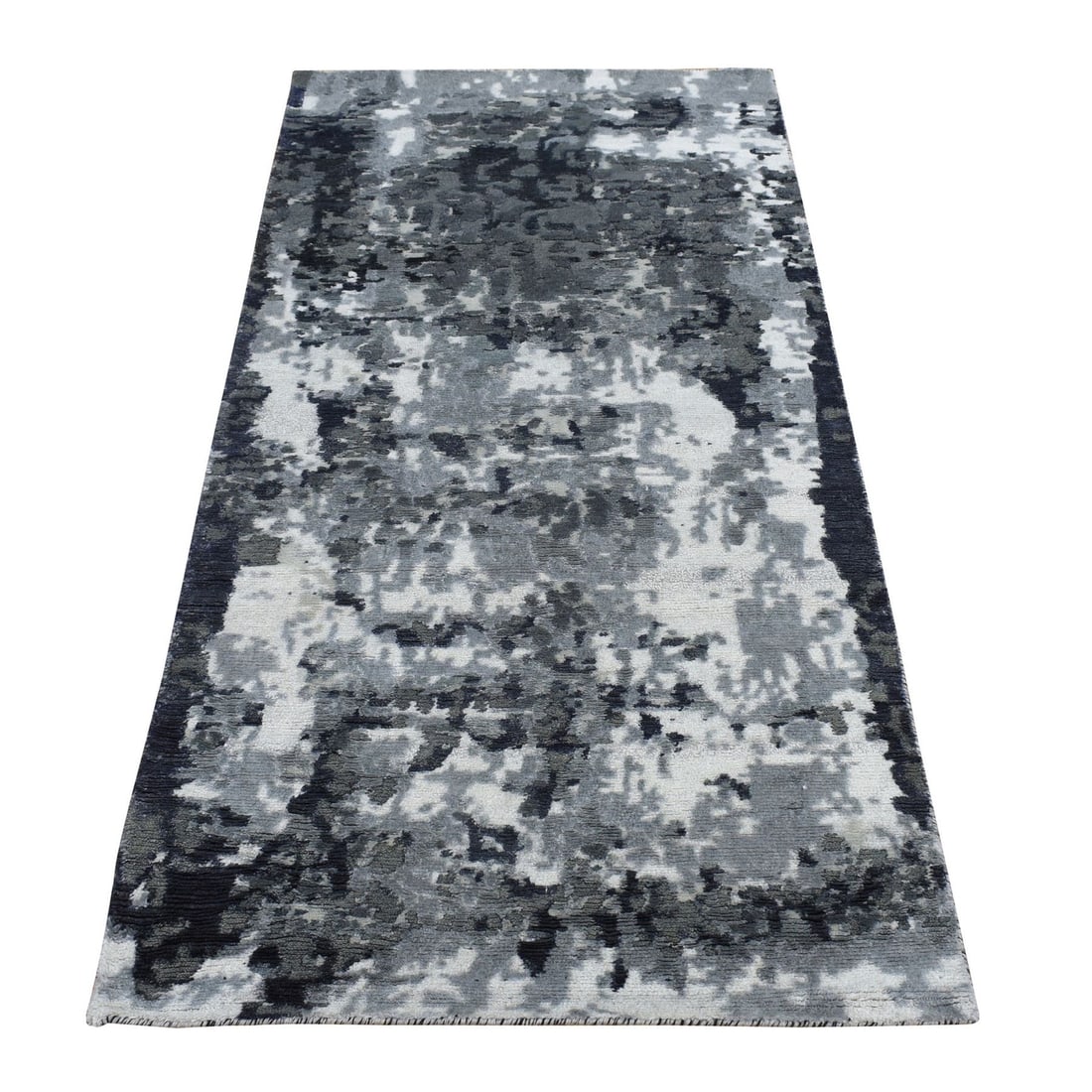Rug 2'7"x5'9" Gray Abstract Design Wool and Silk Hand Knotted Runner: Rug 2'7"x5'9" Gray Abstract Design Wool and Silk Hand Knotted Runner This listing features Rug 2'7"x5'9" Gray Abstract Design Wool and Silk Hand Knotted Runner. Item specifics are provided below. 