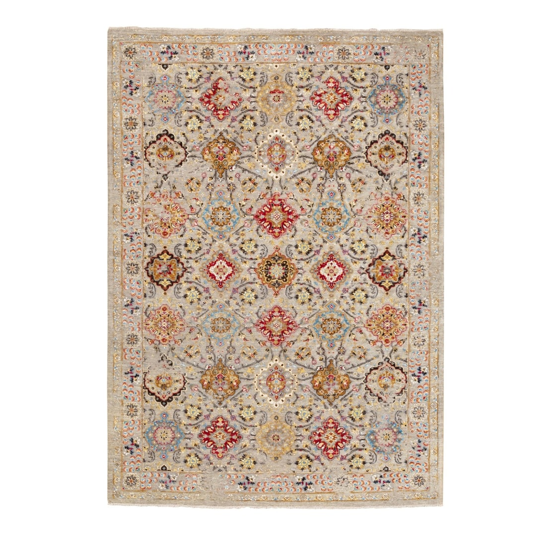 Rug 6'1"x9' THE SUNSET ROSETTES Wool & Pure Silk Hand Knotted (1 of 11)
