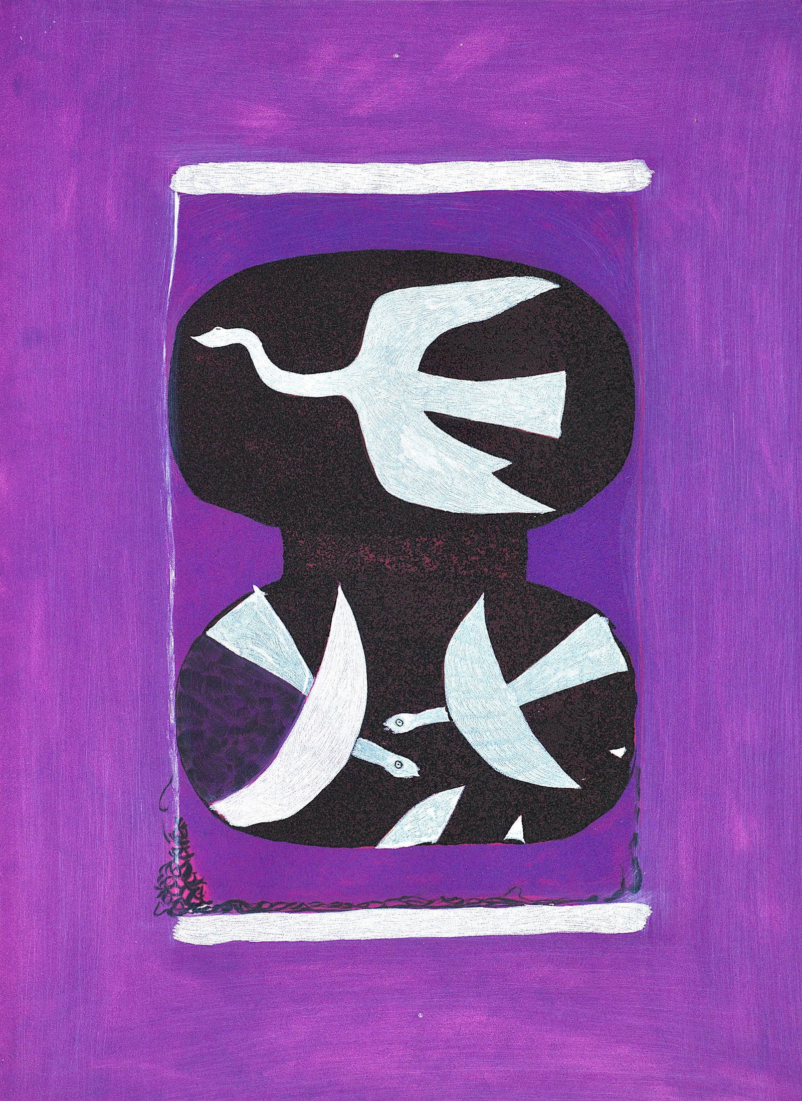 Lithograph - Georges Braque - Trois oiseaux sur fond violet - L'Hommage Georges Braque - Derrire le (1 of 5)