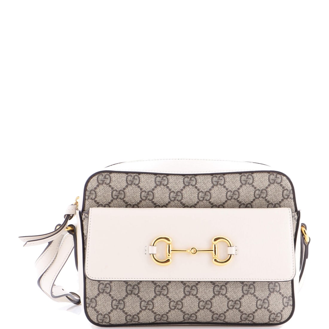 Small Gucci Horsebit 1955 Flap Pocket Camera Bag GG Coated Canvas and Leather (1 of 5)