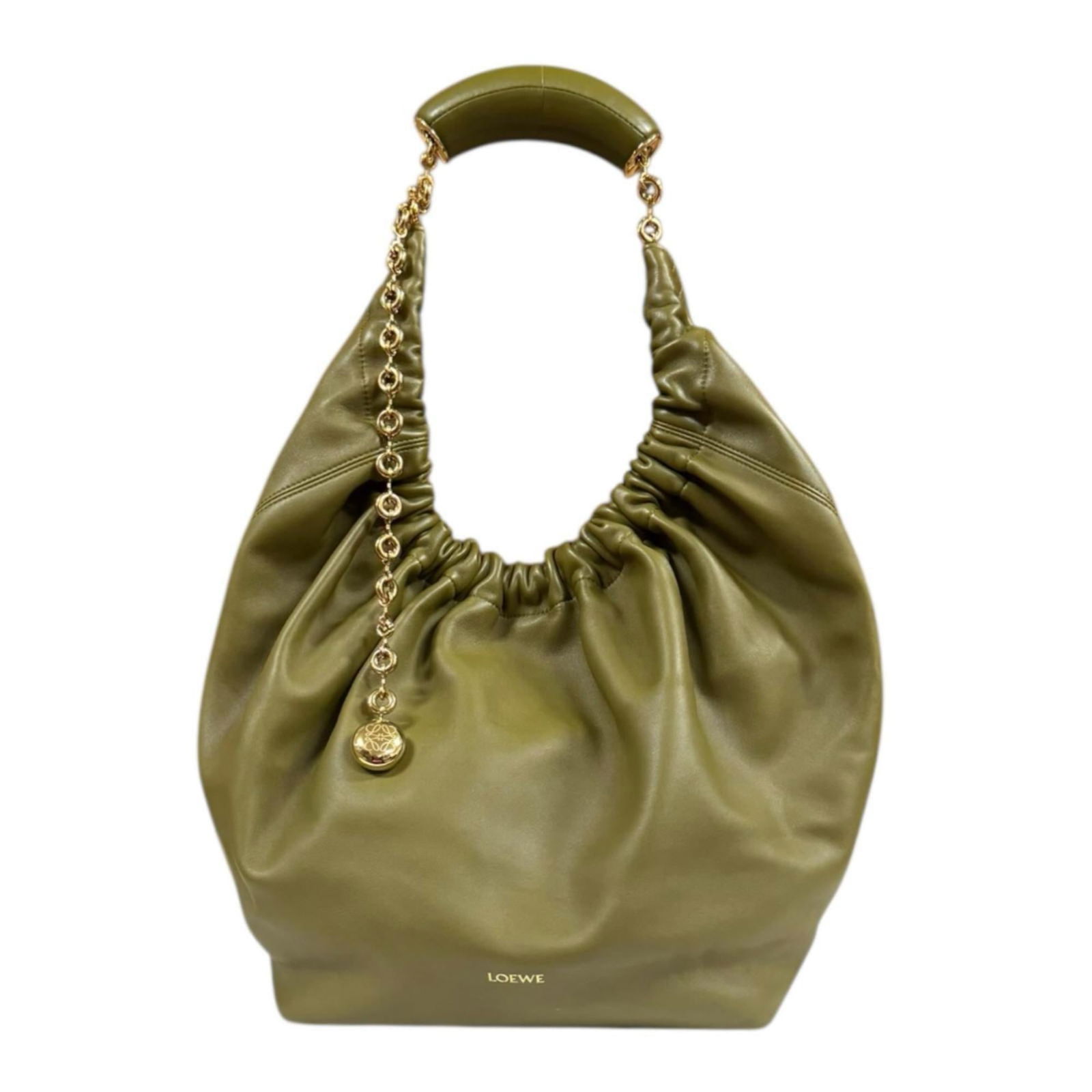 Leather Loewe Shoulder Bag: Leather Loewe Shoulder Bag This listing features Leather Loewe Shoulder Bag. Item specifics are provided below. Item Specifics: Brand: Loewe Type: Shoulder Bag Material: Leather Color: Green, Olive