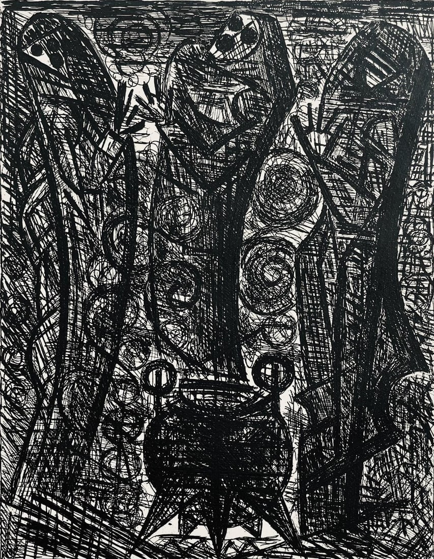Etching - Marcel Gromaire - Les Sorcieres - Scne III - Shakespeare - Macbeth - Eaux-fortes de (1 of 9)