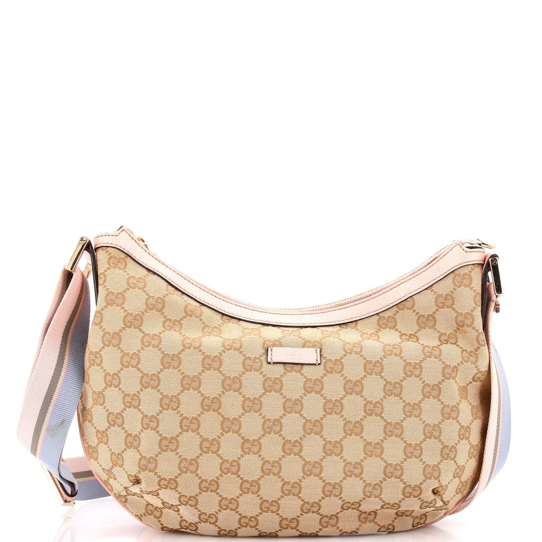 Medium Gucci Saddle Zip Messenger Bag GG Canvas with Leather (1 of 5)