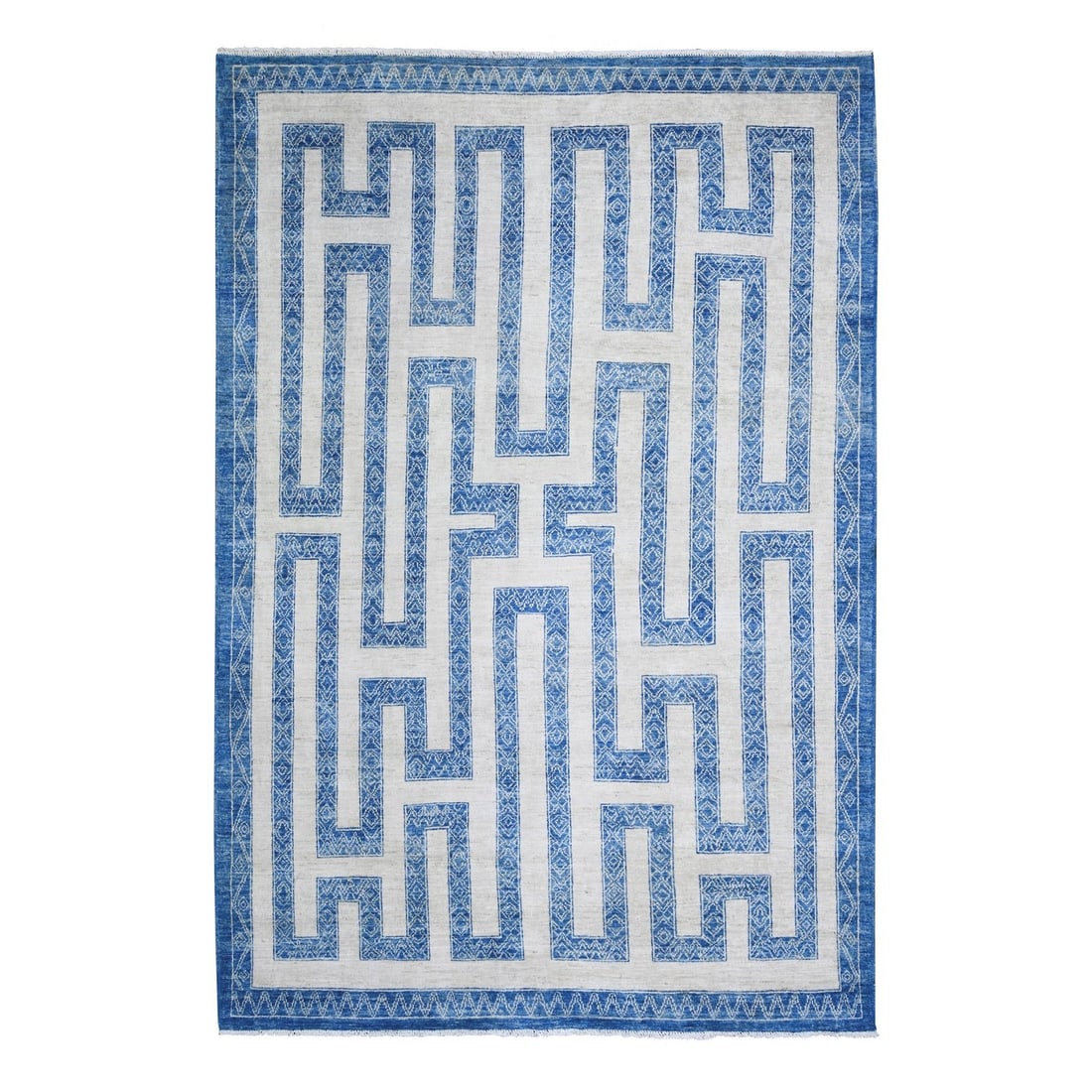 Rug 6'x8'7" Denim Blue Wool Hand Knotted Finer Peshawar Oriental (1 of 6)