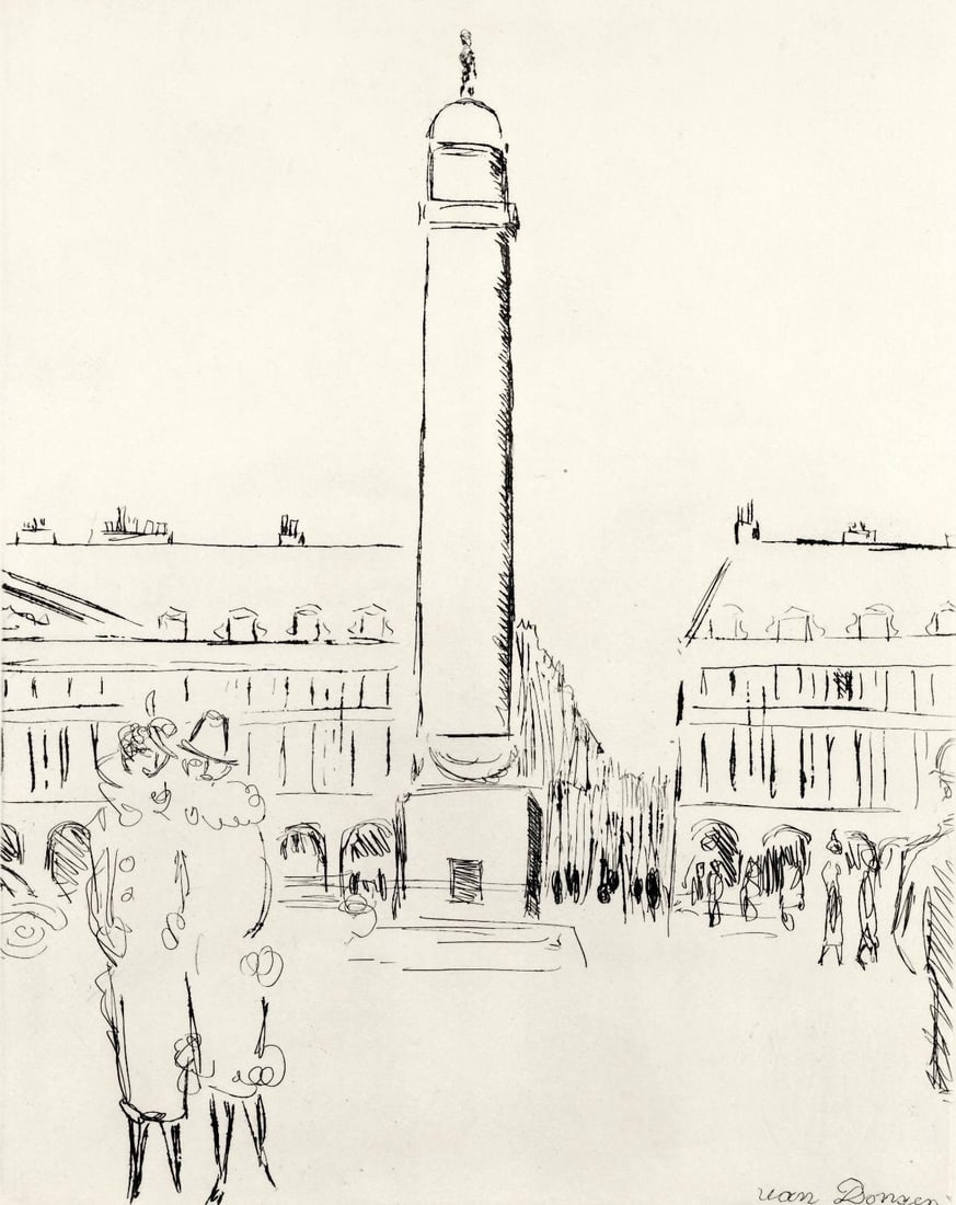 Etching - Kees van Dongen - Place Vendme - A La gloire Paris (1 of 10)