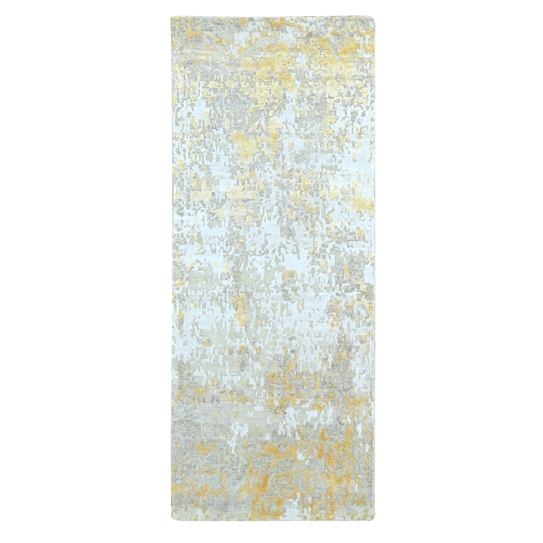 Rug 2'6"x6' Beige Abstract Design Wool-Silk Hand Knotted Runner Oriental: Rug 2'6"x6' Beige Abstract Design Wool-Silk Hand Knotted Runner Oriental This listing features Rug 2'6"x6' Beige Abstract Design Wool-Silk Hand Knotted Runner Oriental. Item specifics are provided