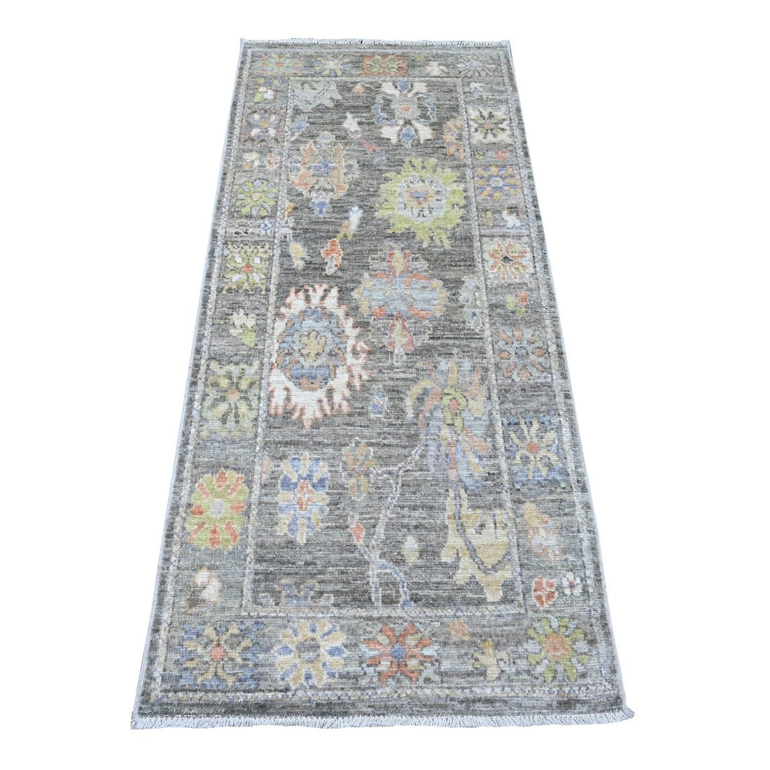 Rug 2'7"x6'1" Nevada Gray Wool Weft Afghan Angora Oushak Runner Oriental (1 of 6)