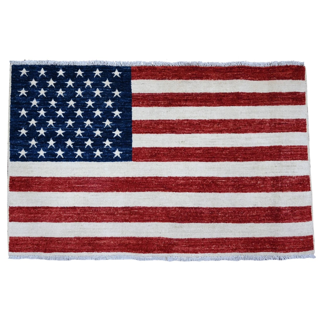 Rug 2'5"x4' Red Wall Hanging American Flag Hand Knotted All Wool Peshawar (1 of 6)