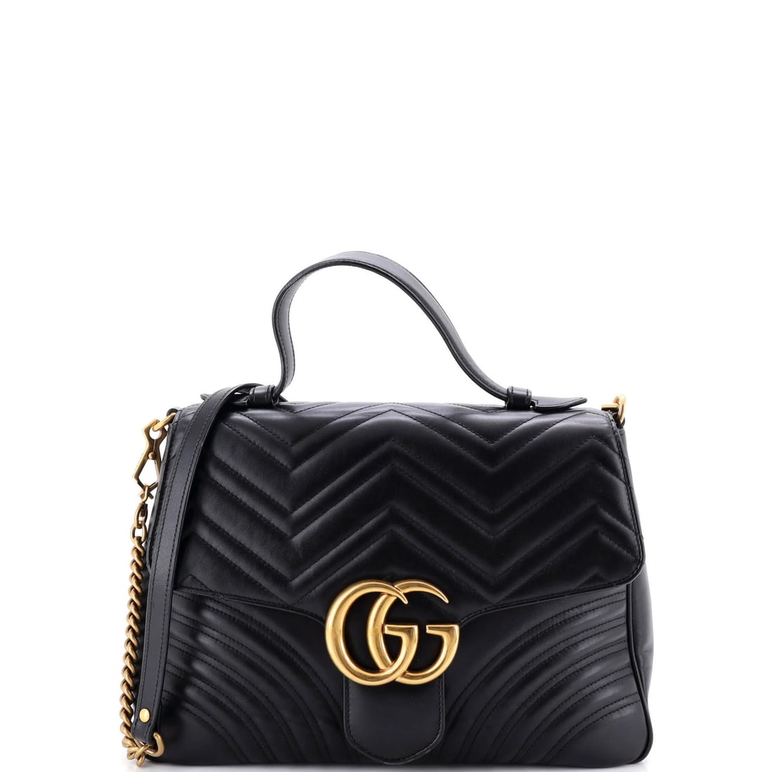 Medium Gucci GG Marmont Top Handle Flap Bag Matelasse Leather (1 of 6)
