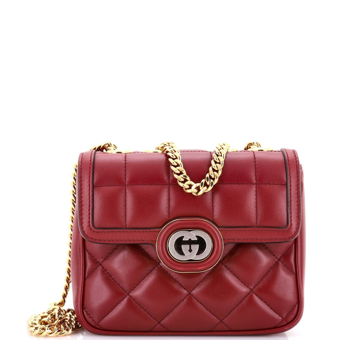 Mini Gucci Deco Chain Flap Bag Mixed Matelasse Leather (1 of 6)