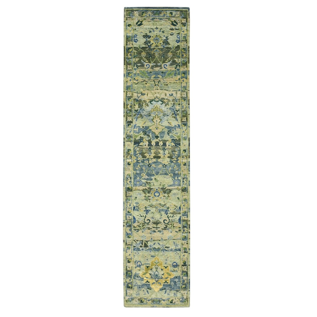 Rug 2'7"x12'3" Green Erased Birds Design Pure Wool Hand Knotted Runner: Rug 2'7"x12'3" Green Erased Birds Design Pure Wool Hand Knotted Runner This listing features Rug 2'7"x12'3" Green Erased Birds Design Pure Wool Hand Knotted Runner. Item specifics are provided below.