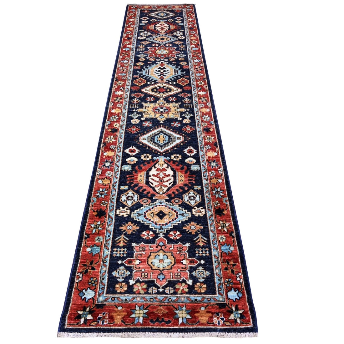 Rug 2'6"x11'8" Blue Karajeh Design Pure Wool Fine Aryana Runner Oriental: Rug 2'6"x11'8" Blue Karajeh Design Pure Wool Fine Aryana Runner Oriental This listing features Rug 2'6"x11'8" Blue Karajeh Design Pure Wool Fine Aryana Runner Oriental. Item specifics are provided